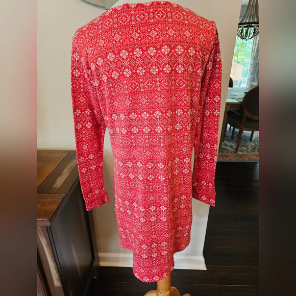 Laura Ashley Size Medium Red Soft Nightgown Cozy Fair Isle Print - Picture 4 of 8